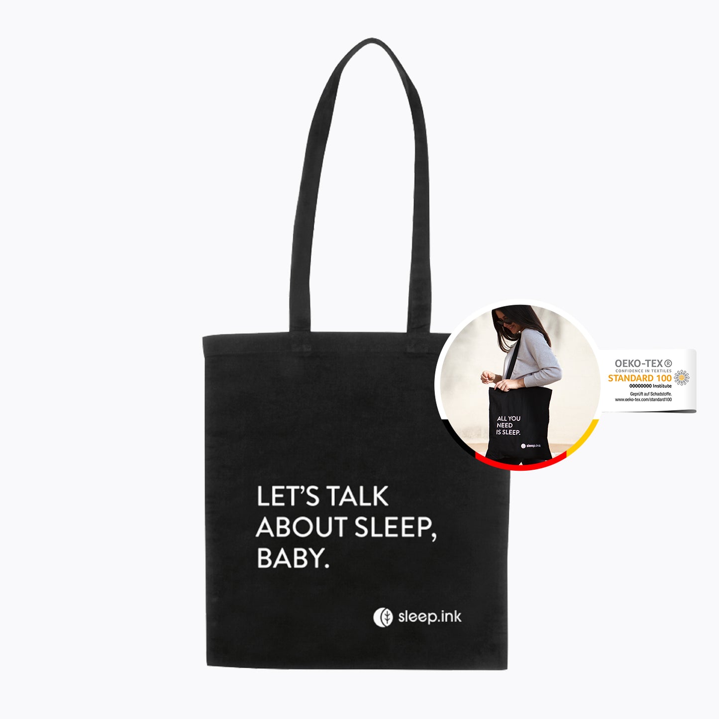Tragetasche "Let's talk about sleep, baby"