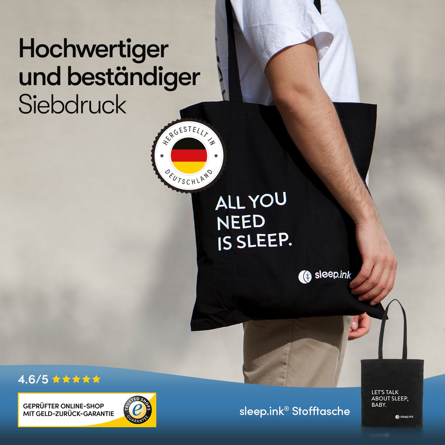 Tragetasche "Let's talk about sleep, baby"